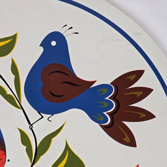 Hex Sign Pennsylvania Dutch Bird Circular Wall Hanging Trivet Signed Jacob Zook - Picture 2 of 8